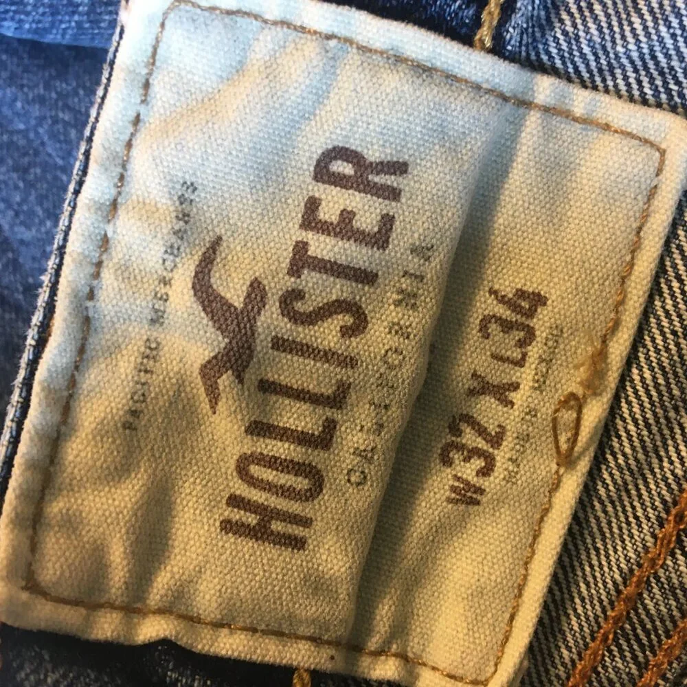 Hollister Jeans Mens Size 32 Button Fly Bootcut Distressed Grunge
